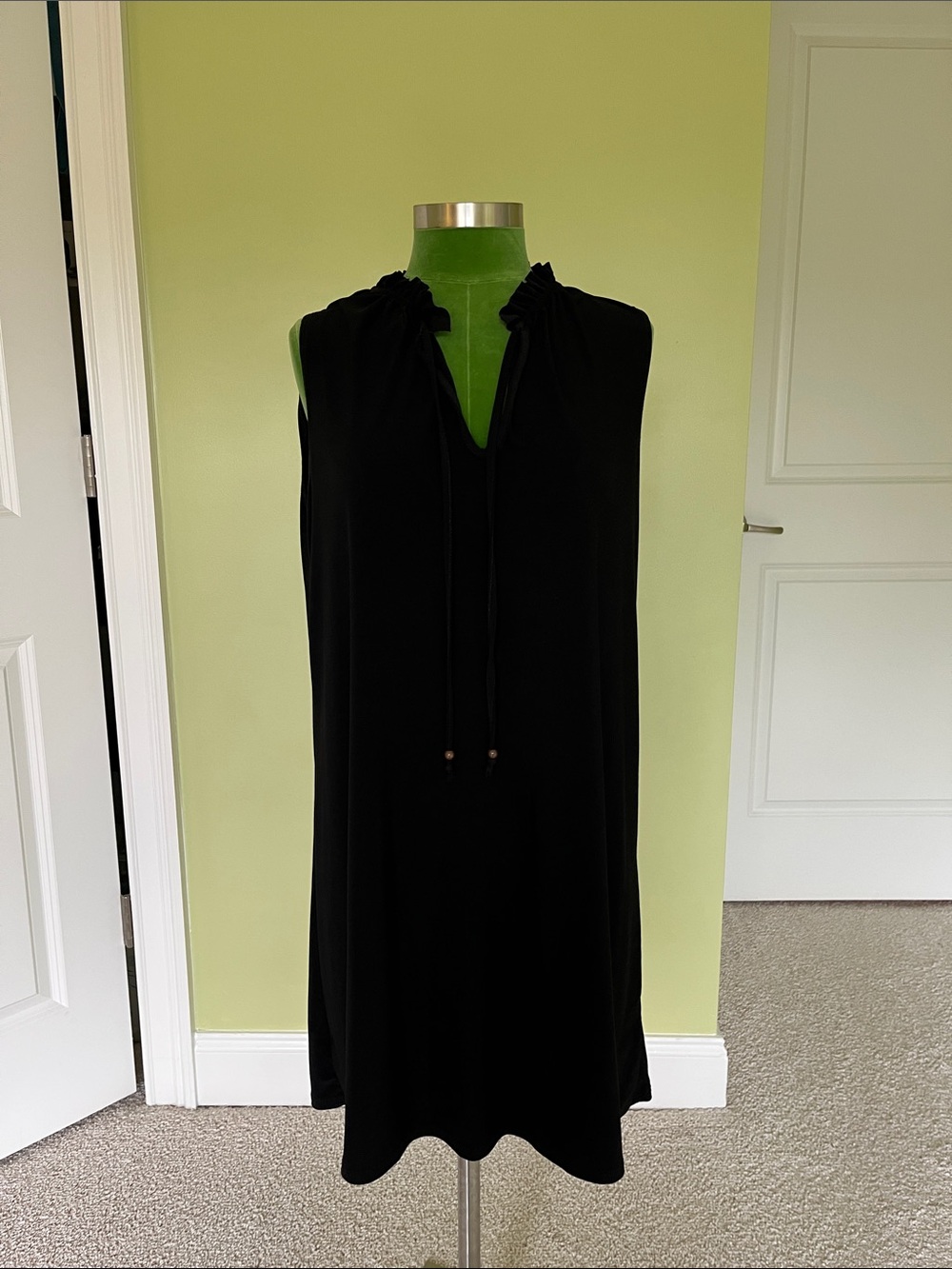 Black Sleeveless Tie-Neck One-Piece Swim Cover